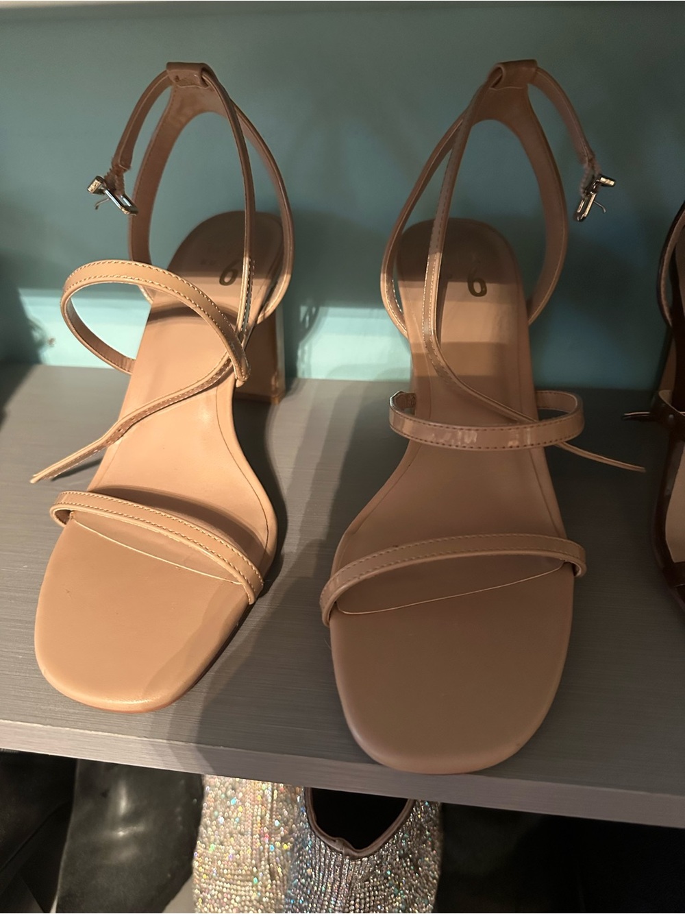 Mix No. 6 Beige Strappy Ankle-Heel Sandals